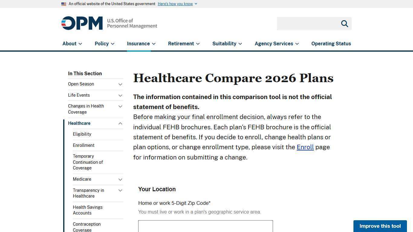 Healthcare : Compare 2026 Plans - OPM.gov