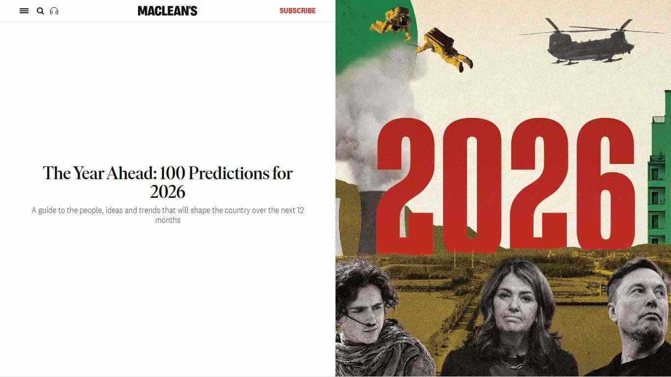 The Year Ahead: 100 Predictions for 2026 - Macleans.ca
